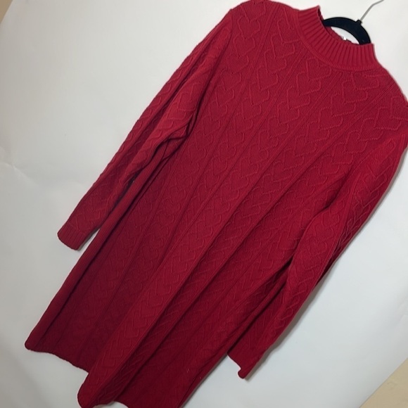 Torrid 2 ❤️ MOCK NECK MINI DRESS - CABLE KNIT HEART RED - Picture 6 of 8